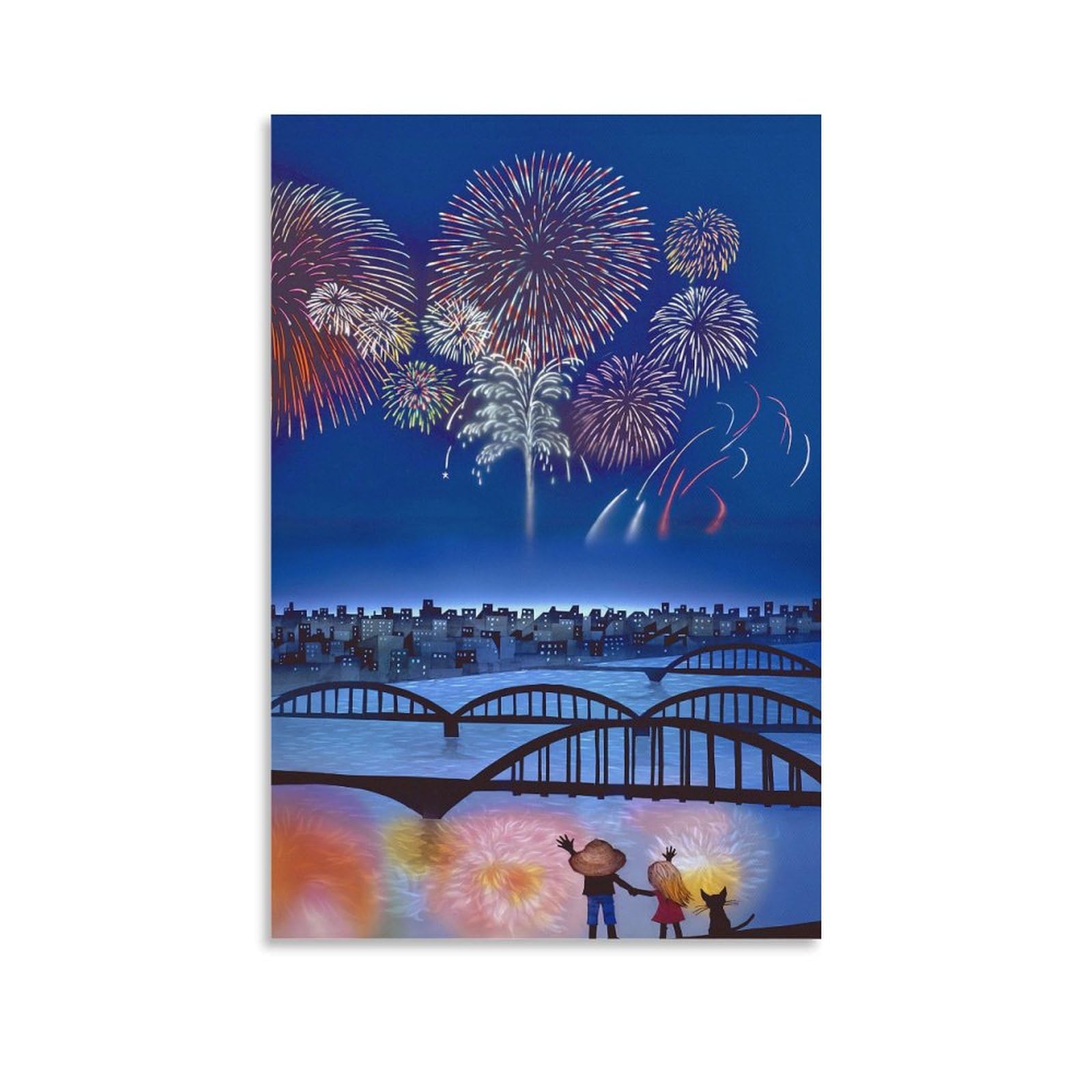 Amazon.co.jp: 藤城清治 花火の想い出 絵画 ポスター 工芸品の装飾品